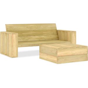 The Living Store Loungebank Grenenhout - 179 x 76 x 76 cm - Theetafel - Montage vereist