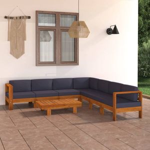 The Living Store loungeset acaciahout - tuinmeubelset - donkergrijs - 100x60x25cm