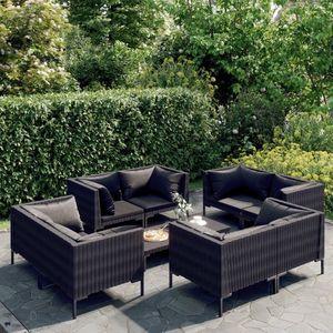 The Living Store Klassieke Loungeset - Hoekbank 70x70x61cm - Donkergrijs - PC-plaat en Polyester