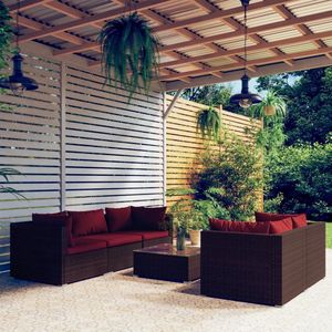 The Living Store Poly Rattan Tuinset - 60x60x30 cm - Modulair Design - Waterbestendig - Staal Frame - Comfortabele Kussens