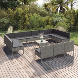 The Living Store loungeset Palermo - Tuinmeubelset modulair - Grijs - PE-rattan - Staal - 60 x 60 x 35 cm - 57 x 69 x