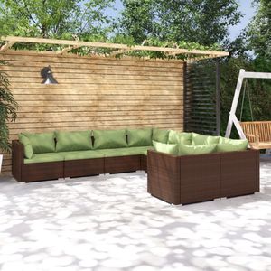 The Living Store Loungeset - Poly Rattan - Bruin - 70x70x60.5 cm - Modulair design