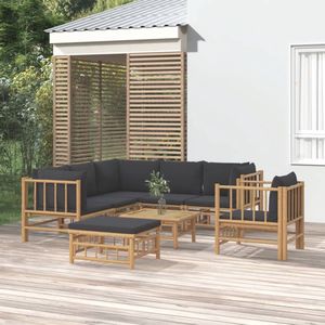 The Living Store Bamboe Tuinset - Lounge - 55 x 65 x 30 cm - Duurzaam - Comfortabele Zit - Praktische Tafel - Modulair