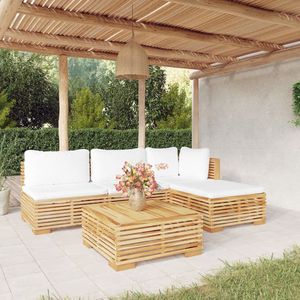 Vidaxl - The Living Store 5-tlg. Garten-Lounge-Set mit Kissen Massivholz Teak - Garten Lounge Set - Holz Möbel - Teakholz - Gartenmöbel - Loungesessel