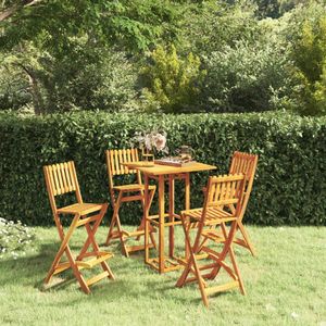 The Living Store 5-delige Tuinbarset massief acaciahout - Tuinbarset - Houten Tuinbank - Acacia Hout - Buitendecor - Lounge Set