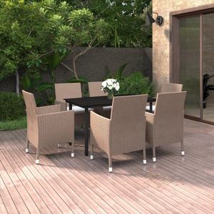 The Living Store Eethoek - 140 x 70 x 74 cm - Staal en PE-rattan