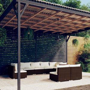 The Living Store Loungeset - Poly Rattan - Bruin - Hoekbank 70x70x60.5 cm - Middenbank 70x70x60.5 cm - Waterbestendig