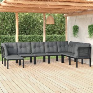 The Living Store 8-tlg. Garten-Lounge-Set Schwarz und Grau Poly Rattan - Gartenmöbel - Loungesessel - Outdoor Möbel - Rattan Gartenmöbel - Balkonmöbel