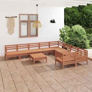 The Living Store Loungeset Pallet Grenenhout - 63.5 x 63.5 x 62.5 cm - Honingbruin