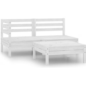 The Living Store Houten Tuinset - Massief Grenenhout - Lounge set - 63.5x63.5x62.5cm - Wit