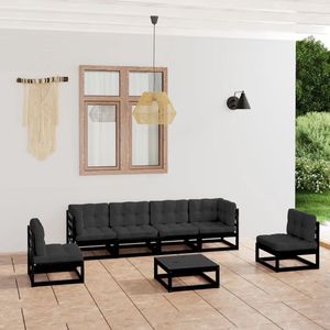 The Living Store 7-delige Loungeset met kussens massief grenenhout - Tuinset - Lounge Set - Houten Bank - Buis Meubel - Balkon Set