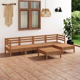 The Living Store Houten Tuinset - Grenenhout - Hoek/middenbank 63.5 x 63.5 x 62.5 cm - Voetenbank/tafel 63.5 x 63.5 x 28.5 cm