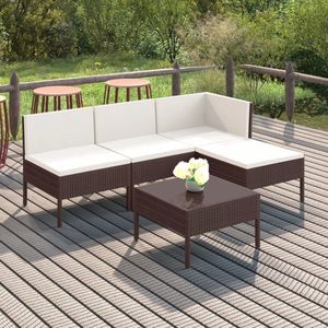 The Living Store Loungeset Tuinmeubelset - Bruin - 60 x 60 x 35 cm - Inclusief kussens - PE-rattan