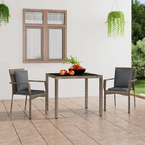 The Living Store Tuinstoelen 2 st met kussens poly rattan grijs - Tuinstoelen - Tuinset - Lounge Set - Buitendecor - Outdoor Furniture