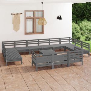 The Living Store Loungeset Pallet Grijs Massief Grenenhout 63.5x63.5x62.5 cm - Modulair