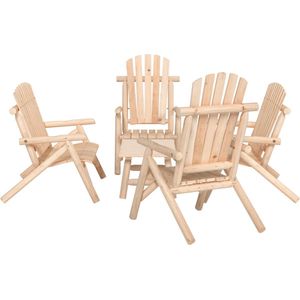 The Living Store Loungeset - Massief vurenhout - Adirondack stijl - 2 stoelen - 2 banken - 1 tafel - 68x86x103 cm -