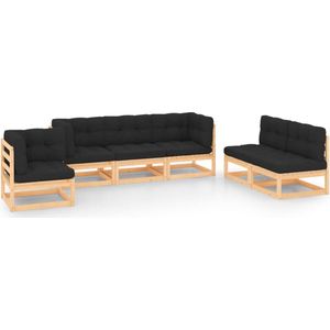 The Living Store Tuinset - Massief grenenhout - Modulaire loungeset - 70x70x67cm- Antraciet