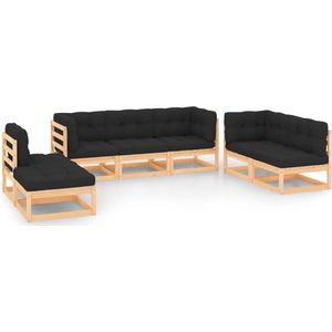 The Living Store Garden Lounge Set - Grenenhout - 70x70x67 cm - Antraciet