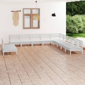 The Living Store Houten Tuinset - Grenenhout - Wit - 63.5 x 63.5 x 62.5 cm - Modulair
