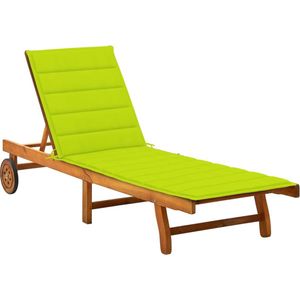 vidaXL Lounge Stoel - Ligbed - Ligbed met kussen massief acaciahout - Tuinset - Buitendrank - Hout