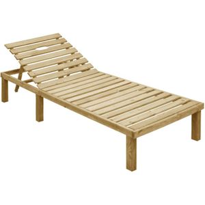 The Living Store Loungebed - Hout - 200x70x(31.5-77) cm - Verstelbare rugleuning