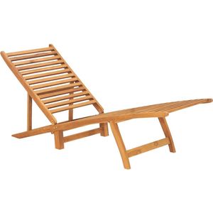 The Living Store Ligstoel Teak - Tuinmeubelen - 55 x 161 x 69 cm - Verstelbare Rugleuning - Inklapbaar