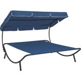 The Living Store Dubbel Ligbed Oxford Blauw - 200 x 173 x 135 cm - Weerbestendig en Stabiel