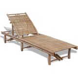 The Living Store Ligstoel Bamboe - Tuinmeubelen - 200x65x(30-87)cm - 3 verstelbare standen