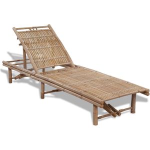 The Living Store Ligstoel Bamboe - Tuinmeubelen - 200x65x(30-87)cm - 3 verstelbare standen