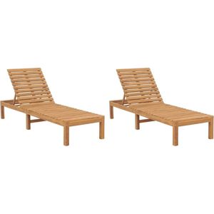 The Living Store Tuinbed - Hout - Verstelbare rugleuning - 60x200x30 cm