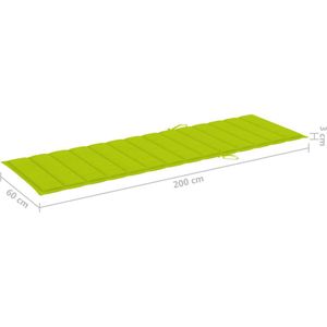 The Living Store Bamboe Ligbed - Tuinbed - 200x65x(30-87)cm - Verstelbare rugleuning - Helder groen kussen - Geen montage - 100% polyester
