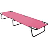 The Living Store Loungebed - Opvouwbaar campingbed - Roze - 190 x 58 x 28 cm - Draagvermogen 120 kg