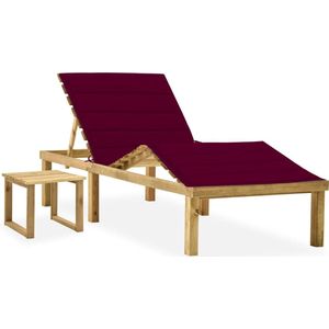 The Living Store Loungebed - Ligbed met tafel - Grenen - 200x70cm - Verstelbaar