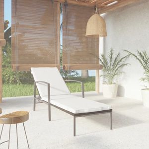 The Living Store Loungestoel Poly Rattan - 195x60 cm - Verstelbare Rugleuning - Zwart - Incl - Kussens