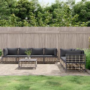 The Living Store Loungeset - Antraciet - Poly rattan - 72 x 72 x 66 cm - Weerbestendig materiaal