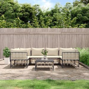 The Living Store Loungeset Hoekbank Antraciet - 72x72x66 cm - Weerbestendig Poly Rattan