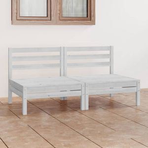 2-Sitzer-Gartensofa Weiß Kiefer Massivholz - Gartenmöbel - Holzsofa - Gartensofa - Lounge Set - Outdoor Möbel - The Living Store