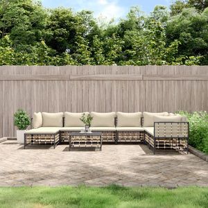 The Living Store Loungeset - Antraciet - Poly rattan - Hoekbank - 72 x 72 x 66 cm - Stevig frame