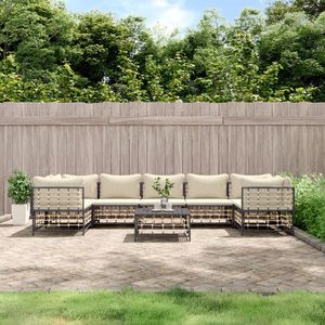 The Living Store loungeset - Antraciet - Poly Rattan - Hoekbank 72x72x66cm - Stevig en stabiel frame