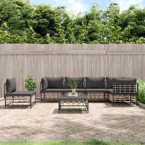 The Living Store Lounge set - poly rattan - antraciet - 72x72x66 cm - weerbestendig Lounge Set - Tuinset - Poly Rattan - Buis Meubel - Lounge Bank - Hoekkruk - Eetkamerstoel - Balkon Furniture