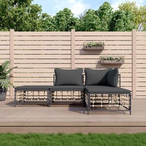 The Living Store Hoekbank Antraciet Poly Rattan - 72x72x66 cm - Weerbestendig Hoekbank - Lounge Set - Tuinset - Buis Bank - Polyrattan - Antraciet