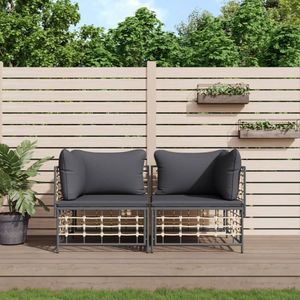 The Living Store Hoekbank - Antraciet - Poly Rattan - 72x72x66 cm - Weerbestendig - Stabiel Frame - Comfortabele