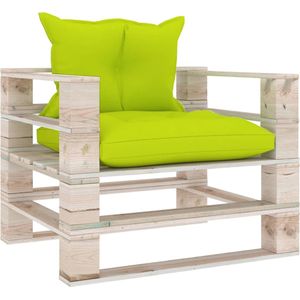 The Living Store Pallet Armstoel - Tuinfauteuil - 80 x 67.5 x 62 cm - Hout - Groen