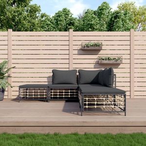 The Living Store Hoekbank Antraciet Poly Rattan - 72x72x66 cm - Weerbestendig materiaal - Stevig stalen frame