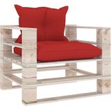 The Living Store Tuinfauteuil Pallet Grenenhout Rood - 80 x 67.5 x 62 cm - Inclusief Kussens