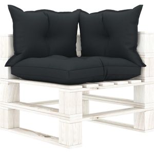 The Living Store Pallet Hoekbank - 70 x 67.5 x 60.8 cm - Grenenhout - Antraciet en wit