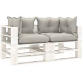 The Living Store Pallet Hoekbank - Grenenhout - 140x67.5x60.8cm - 2x Zitkussen - 4x Rugkussen