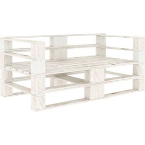 The Living Store Pallet Bank - Tuinmeubelen - 140 x 67.5 x 60.8 cm - Grenenhout - Wit