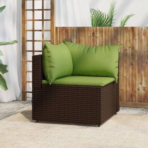 Garten-Ecksofa mit Kissen Braun Poly Rattan - Gartensofa - Outdoor-Sofa - Lounge Möbel - Rattan-Sofa - Gartenmöbel - The Living Store