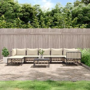 The Living Store Loungeset - Poly rattan - Antraciet - 72x72x66 cm - Weerbestendig Let op- Hoekbank - middenbank -